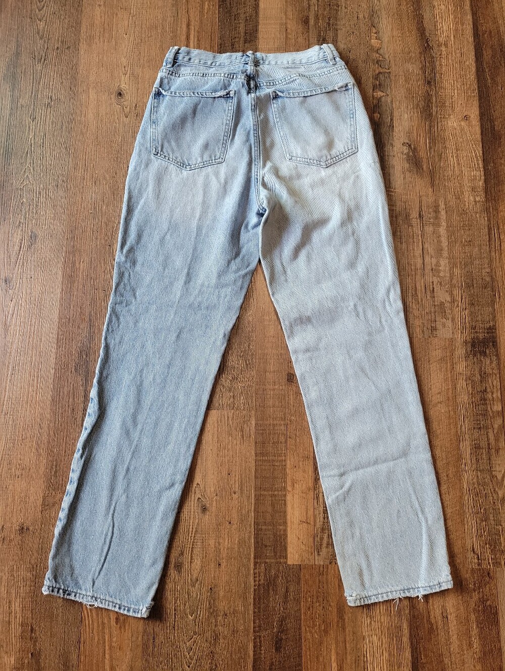 PacSun 100% Cotton Well Worn High Waist Straight Leg Distressed Denim Jeans - Picture 2 of 9